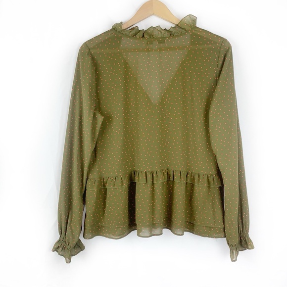 Olive Green Ruffle Blouse - Picture 4 of 7